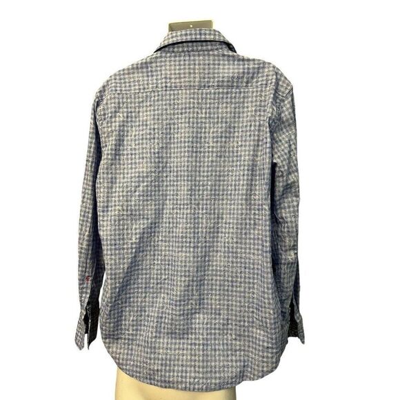 Robert Graham Mens XL Blue Flip Cuff Button Front Long Sleeve Classic Fit Stripe - Picture 3 of 8